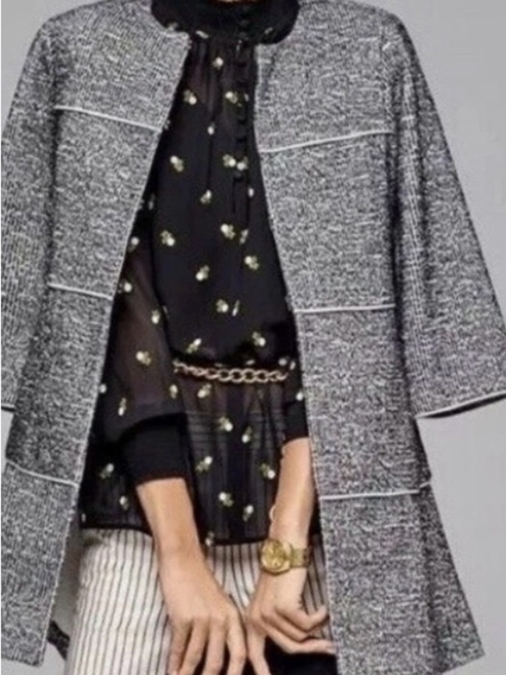 CAbi The Times 5299 Black & Gray knit Coat